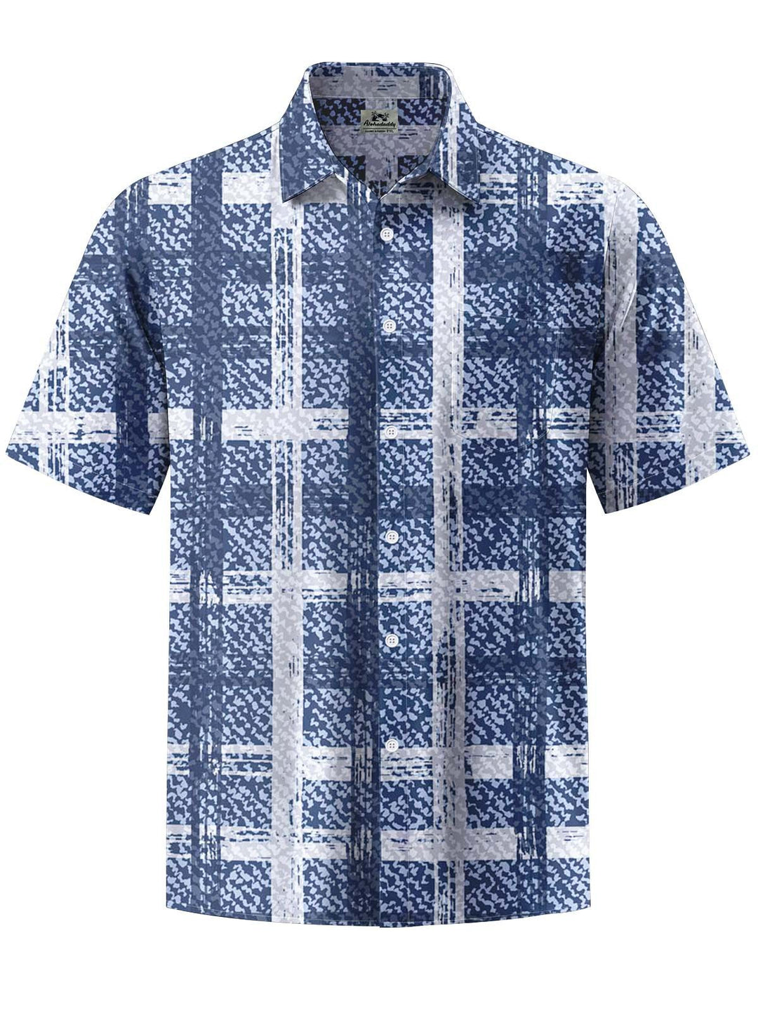 Alohadaddy® Casual Check Art Print Chest Pocket Stretch Men&