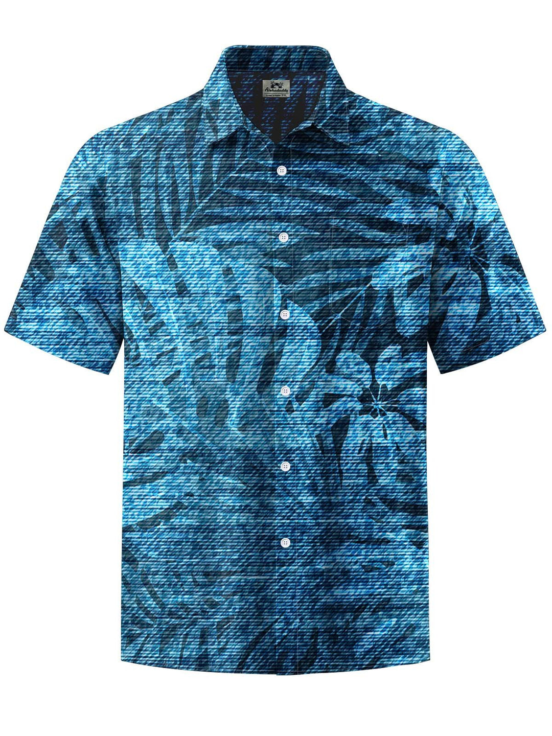 Alohadaddy® Hawaiian Palm Leaf Art Print Chest Pocket Stretch Men&