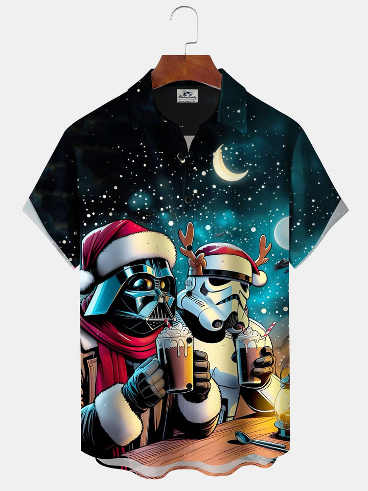 Alohadaddy® Christmas Star Wars Print Pocket Elastic Button Men&