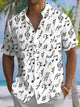 Alohadaddy® Casual Music Notes Print Art Chest Pocket Men Short Sleeve Shirt Big & Tall