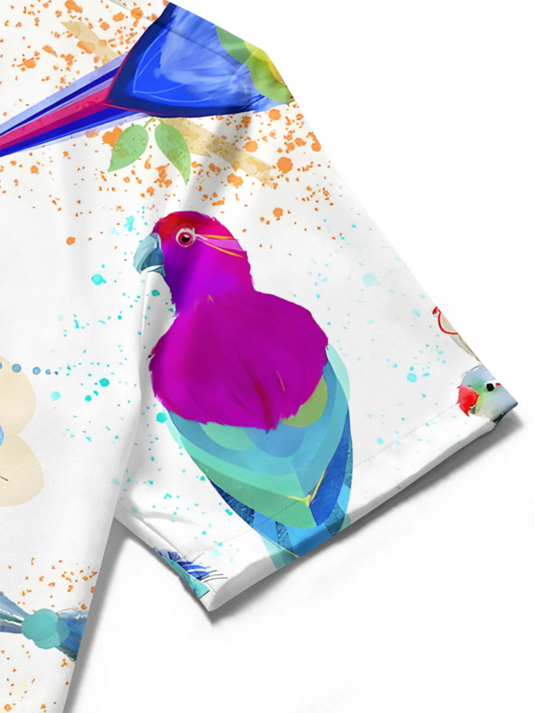 Alohadaddy® Hawaiian Parrot Art Print Chest Pocket Mens Short Sleeve Shirts Big &amp; Tall