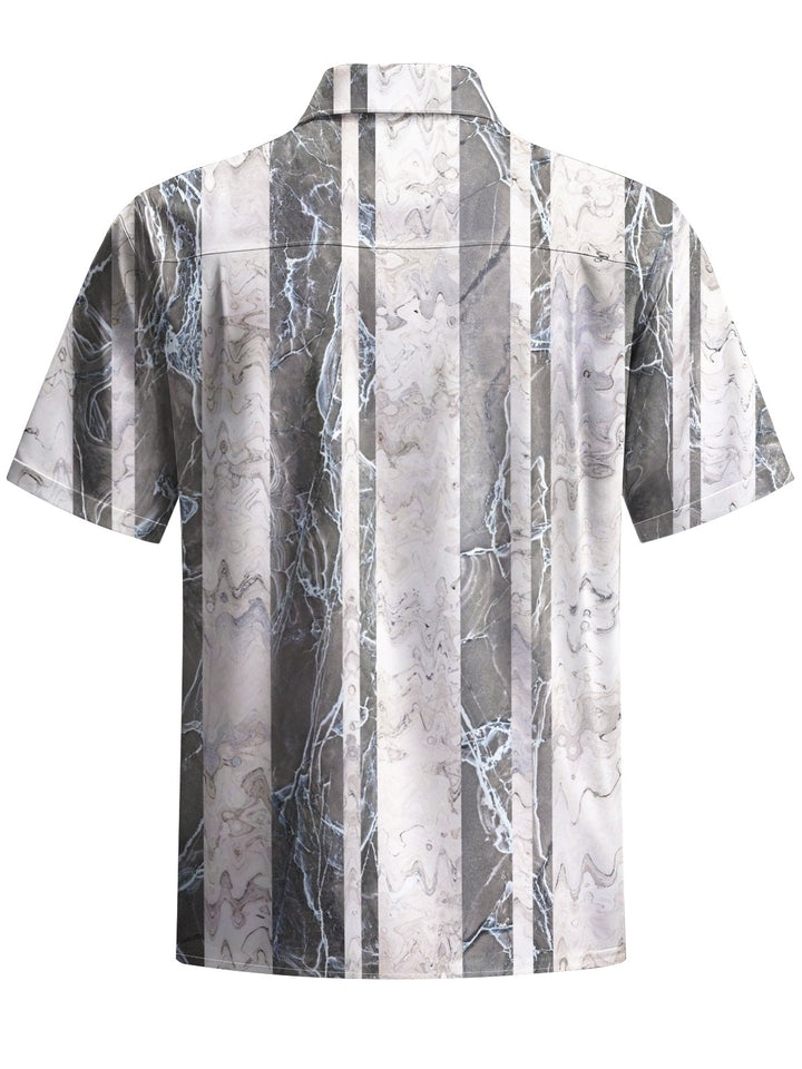 Alohadaddy® Casual Stripe Art Print Chest Pocket Men&