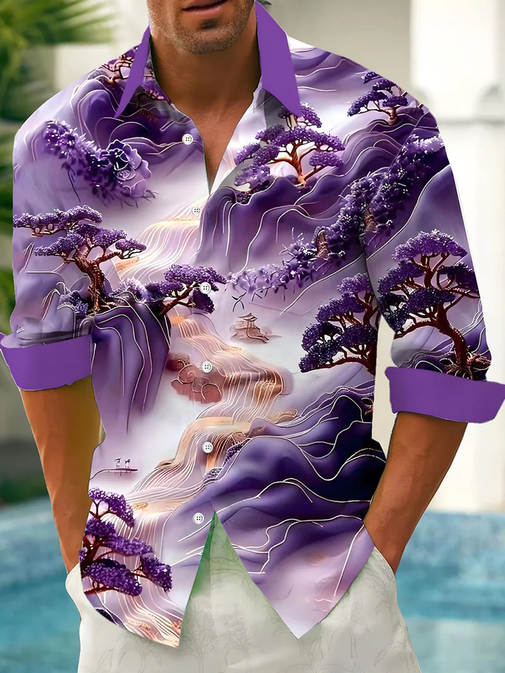 Alohadaddy® Vintage Casual Painting Art Print Chest Pocket Men&