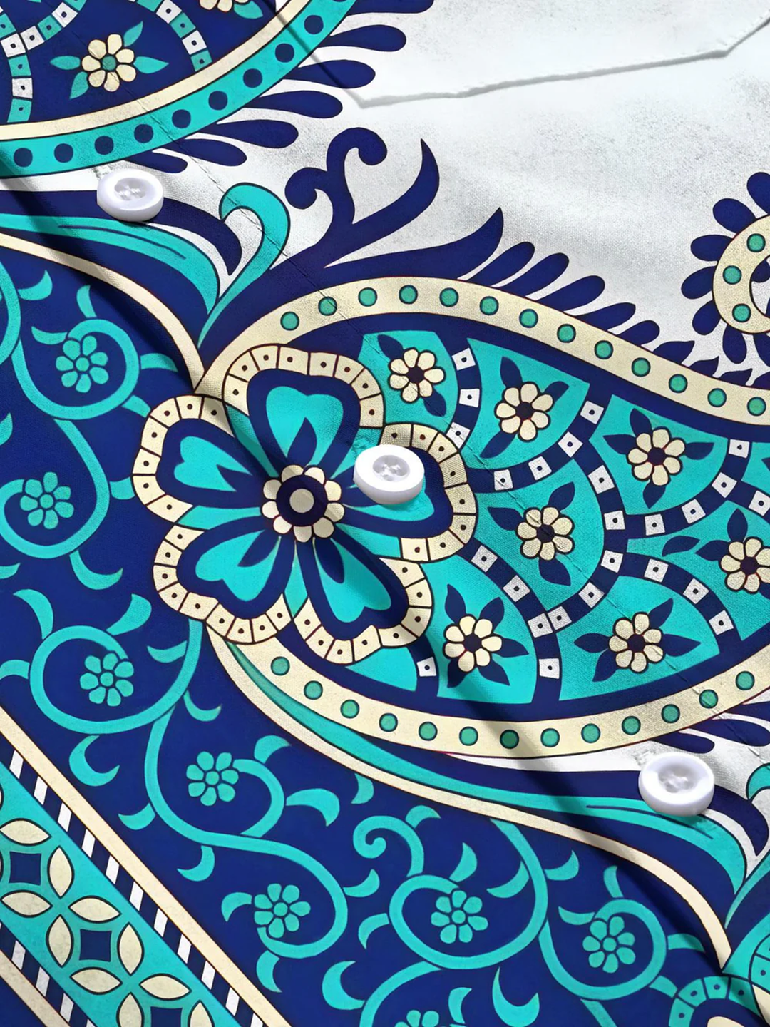 Alohadaddy® Casual Striped Paisley Printed Artwork Chest Pocket Men&
