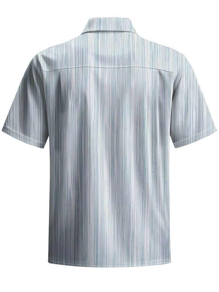 Alohadaddy® Casual Stripe Art Print Chest Pocket Mens Short Sleeve Shirt Big &amp; Tall