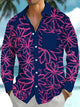 Alohadaddy® Vintage Casual Floral Contrast Art Print Chest Pocket Men's Long Sleeve Shirt Big & Tall