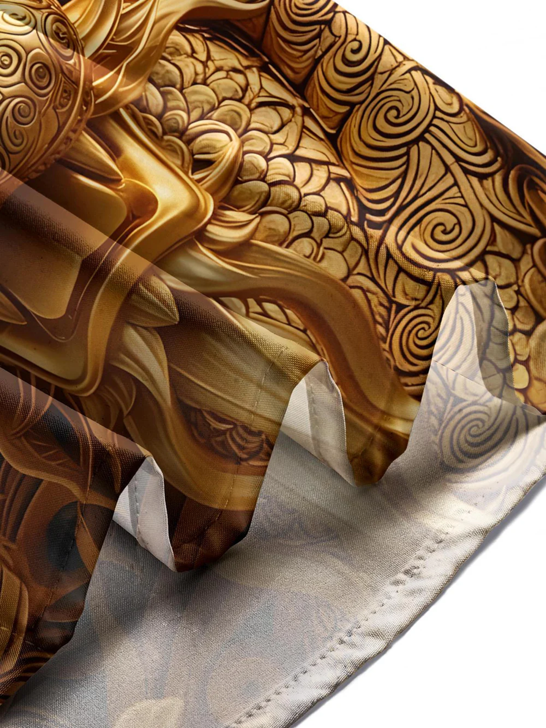 Alohadaddy® Casual Golden Dragon Sculpture Print Art Pocket Stretch Men&