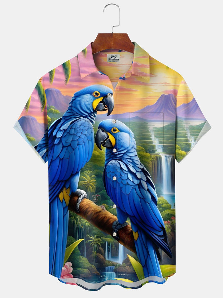 Alohadaddy® Hawaiian Parrot Print Pocket Stretch Men&