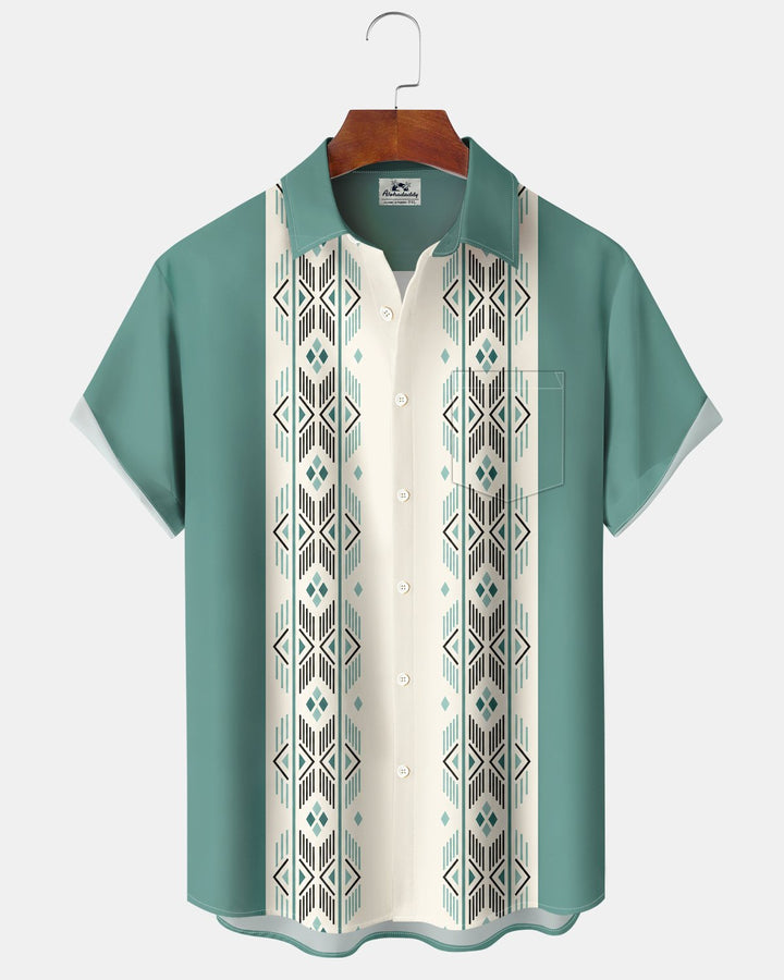Alohadaddy® Retro Geometric Striped Diamond Bowling Print Men&