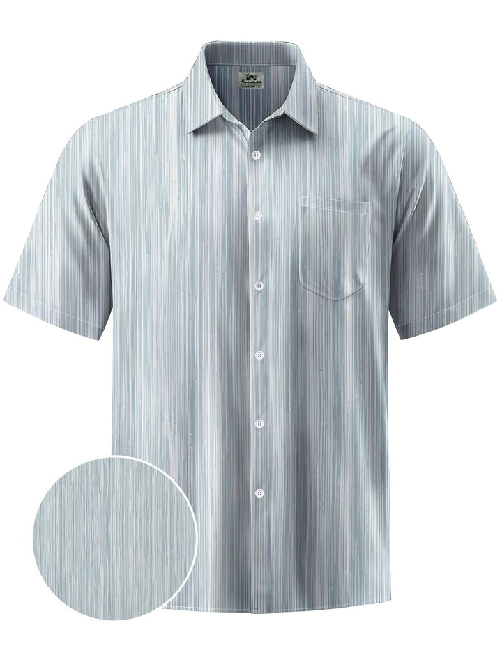 Alohadaddy® Casual Stripe Art Print Chest Pocket Mens Short Sleeve Shirt Big &amp; Tall