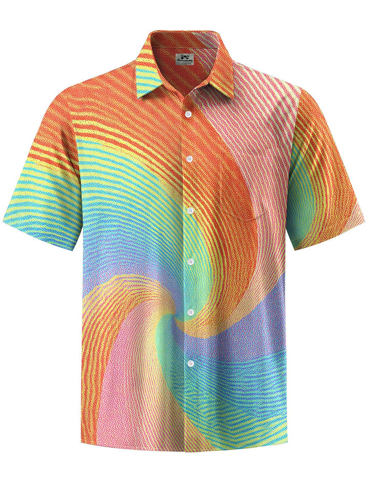 Alohadaddy® Casual Rainbow Stripe Art Print Moisture Wicking Men&