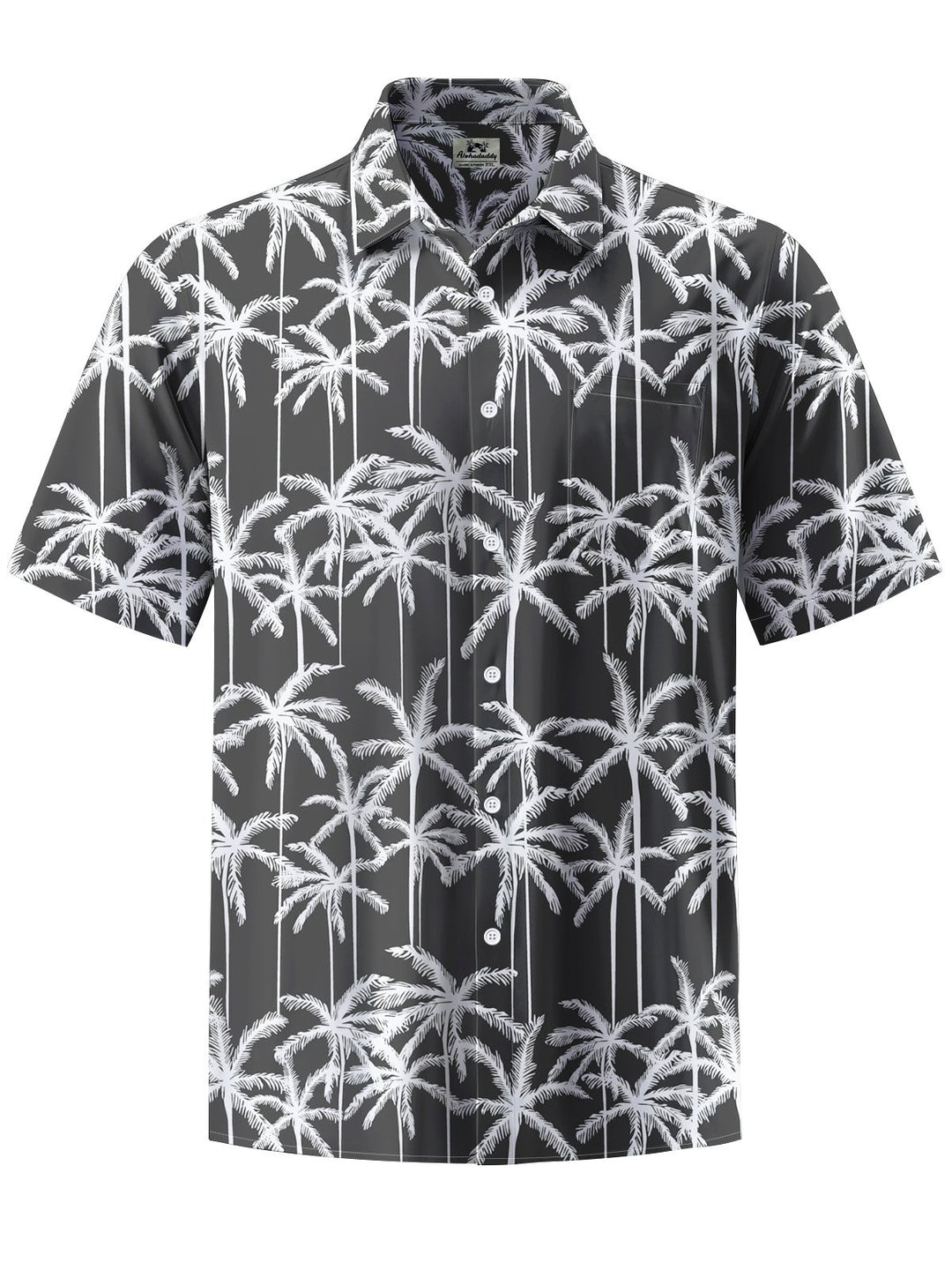 Alohadaddy® Hawaii Palm Tree Art Print Chest Pocket Moisture Wicking Mens Short Sleeve Shirt Big &amp; Tall