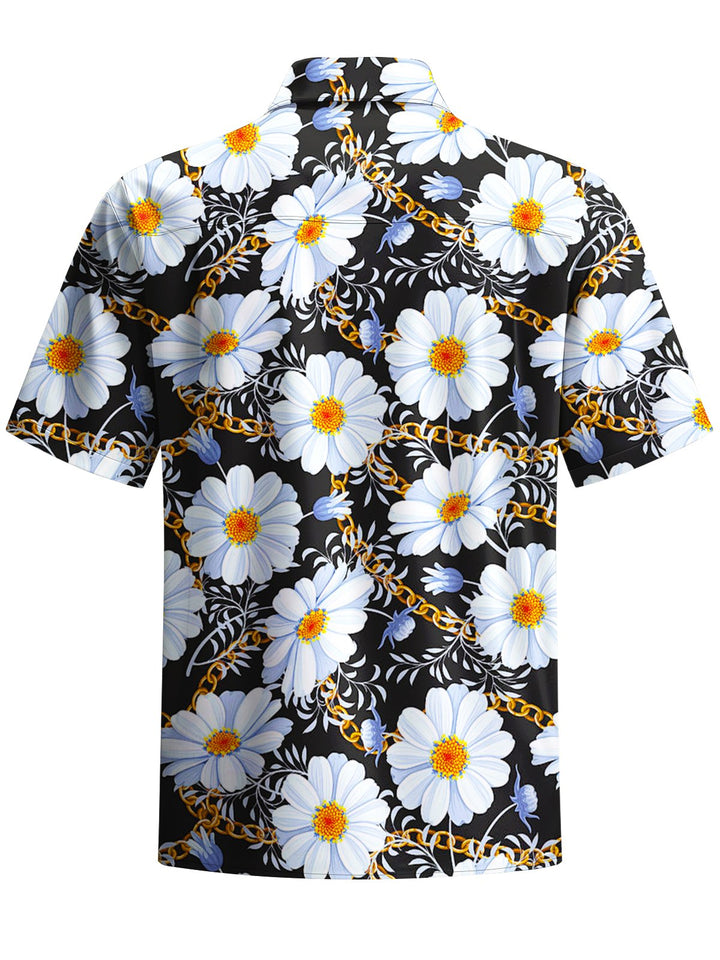 Alohadaddy® Casual Floral Baroque Chain Print Art Chest Pocket Men&