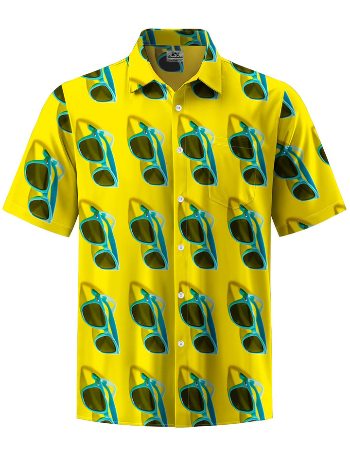 Alohadaddy® Hawaiian sunglasses with art print and chest pocket. Men&