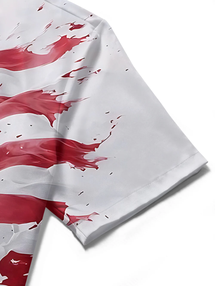 Alohadaddy® Casual Skull Flag Print Chest Pocket Stretch Men&