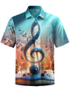 Alohadaddy® Vintage Musical Notes Print Art Pocket Stretch Men's Short Sleeve Shirt Big & Tall