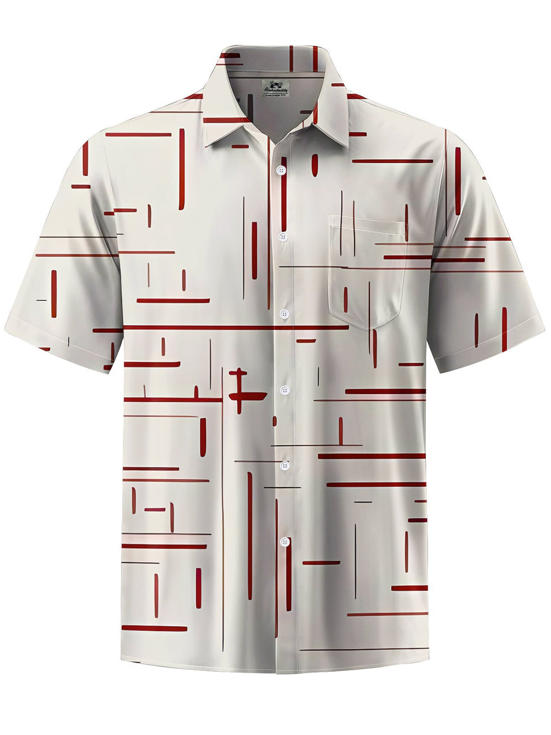Alohadaddy® Vintage Stripe Print Stretch Pocket Button Men&