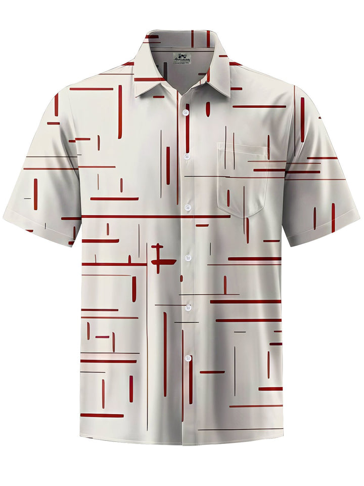 Alohadaddy® Vintage Stripe Print Stretch Pocket Button Men&