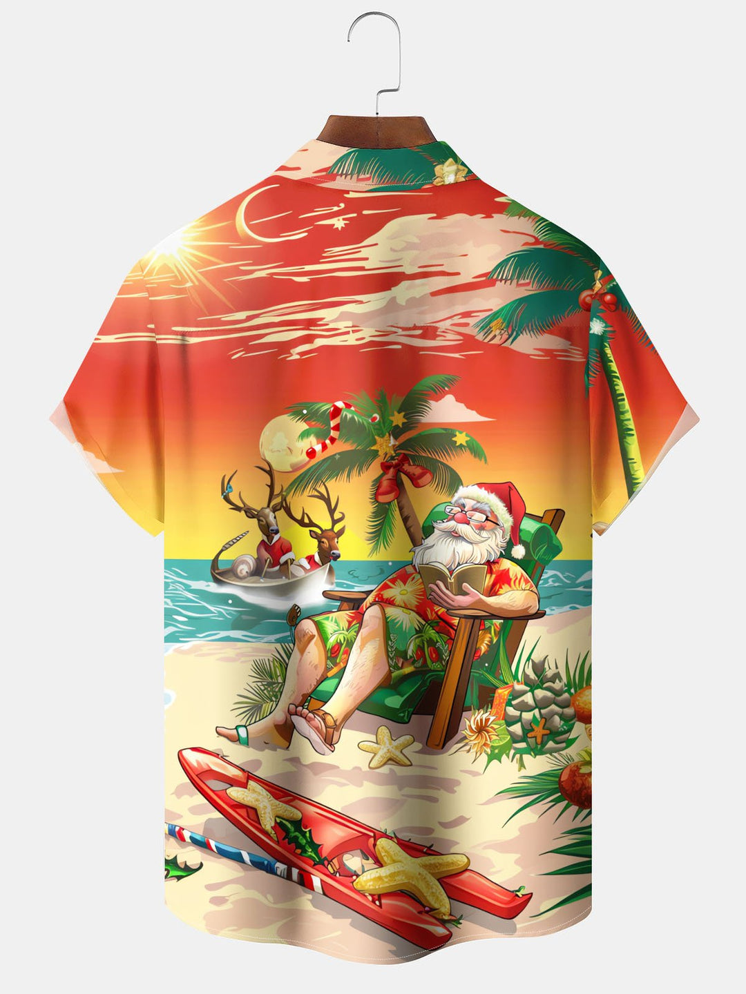 Alohadaddy® Christmas Santa Claus Beach Vacation Printed Pocket Elastic Button Men&