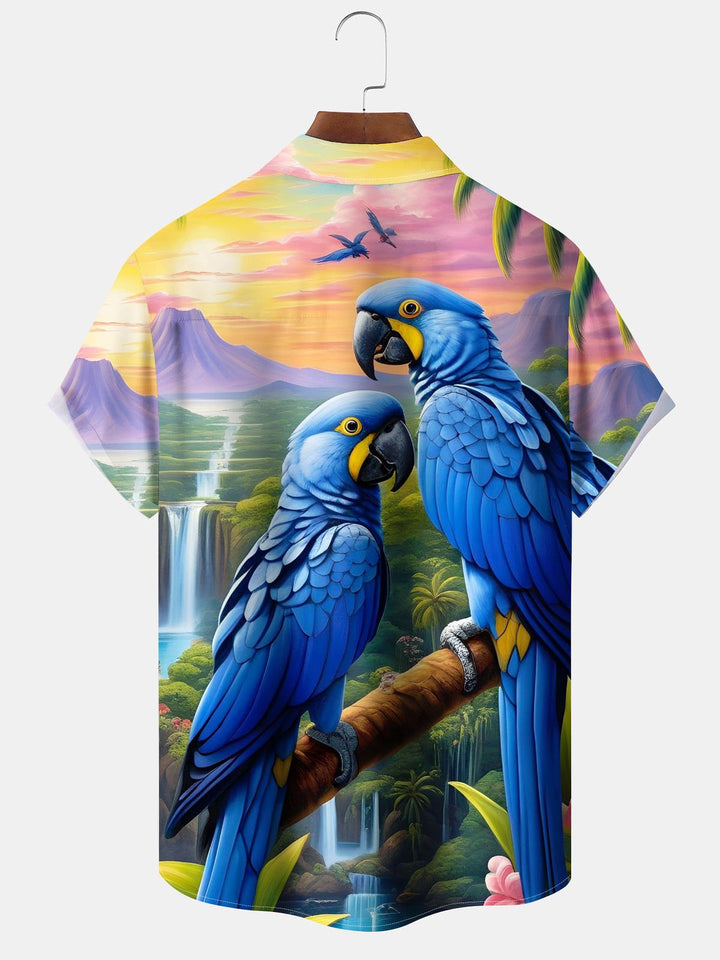 Alohadaddy® Hawaiian Parrot Print Pocket Stretch Men&