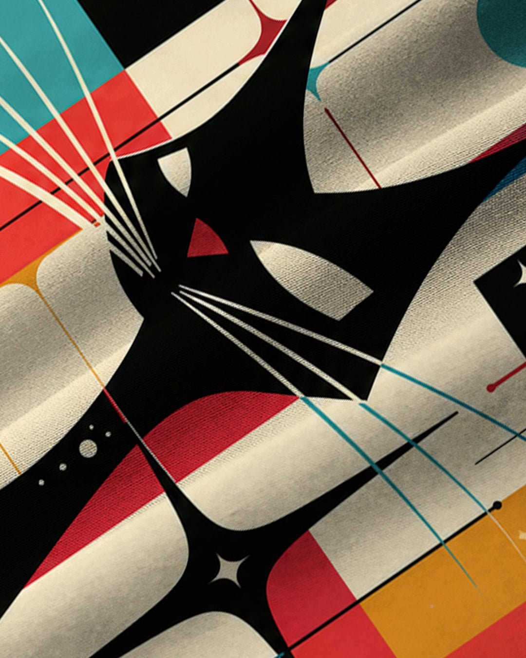 Alohadaddy® Retro Atomic Cat Geometric Movie Print Men&