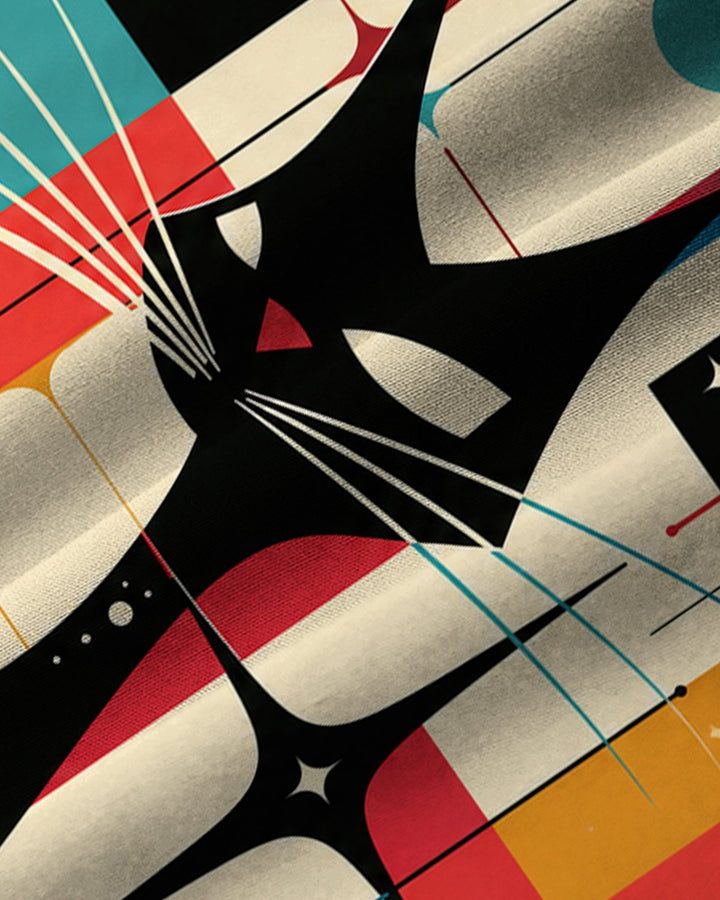 Alohadaddy® Retro Atomic Cat Geometric Movie Print Men&