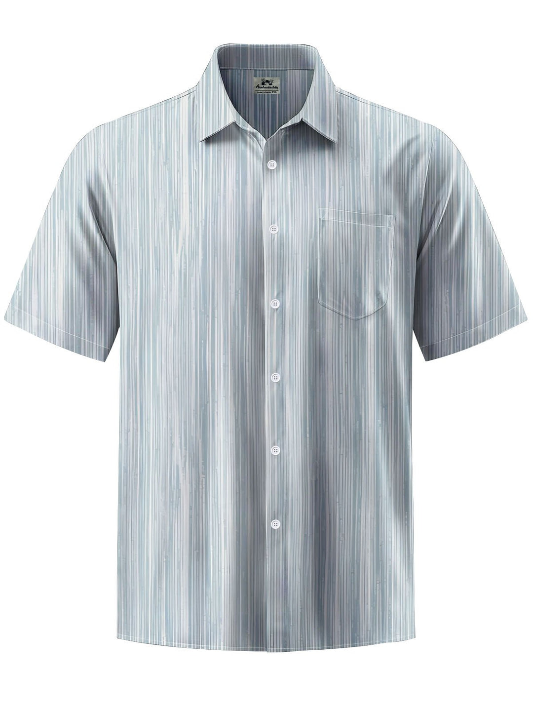 Alohadaddy® Casual Stripe Art Print Chest Pocket Mens Short Sleeve Shirt Big &amp; Tall
