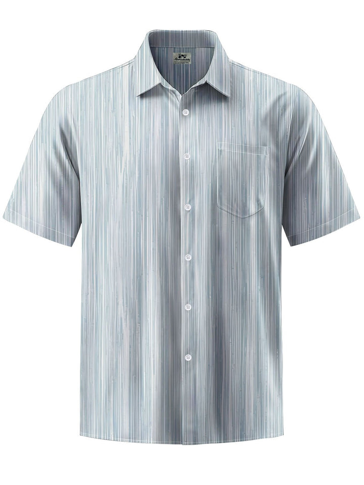 Alohadaddy® Casual Stripe Art Print Chest Pocket Mens Short Sleeve Shirt Big &amp; Tall