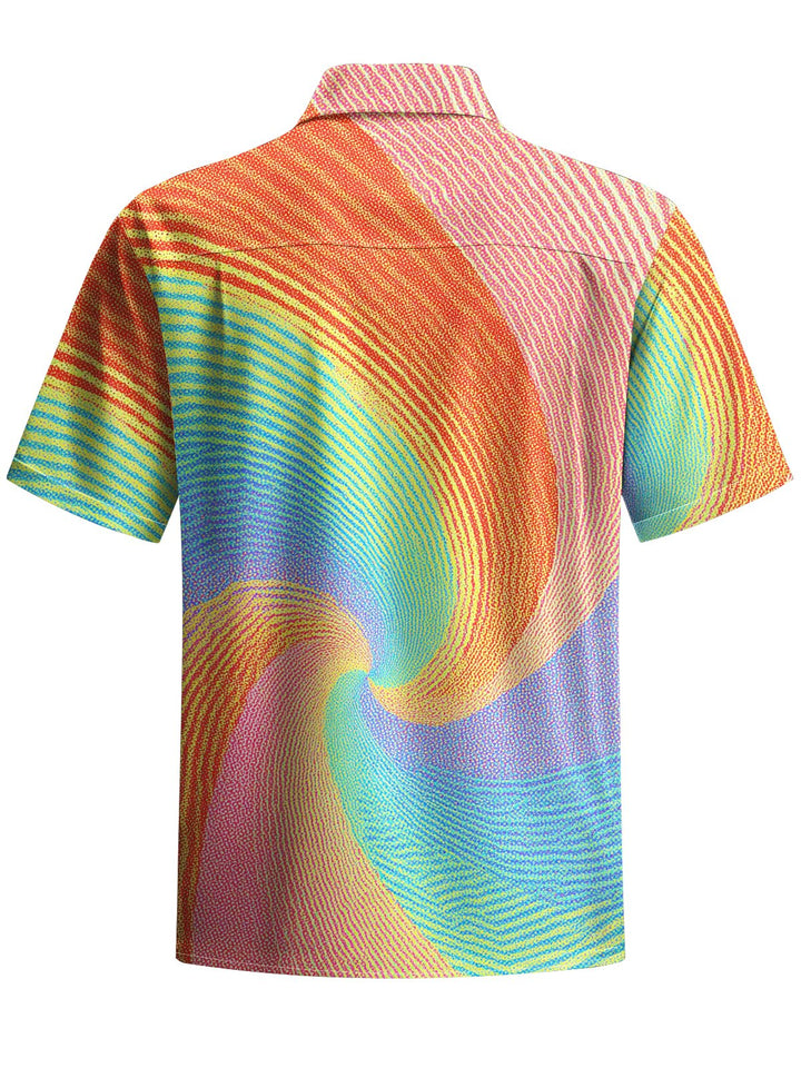 Alohadaddy® Casual Rainbow Stripe Art Print Moisture Wicking Men&