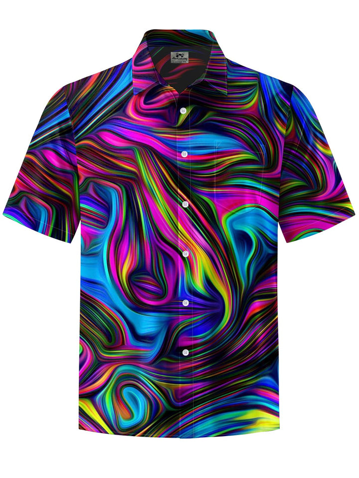 Alohadaddy® Vintage Abstract Texture Art Print Chest Pocket Men&