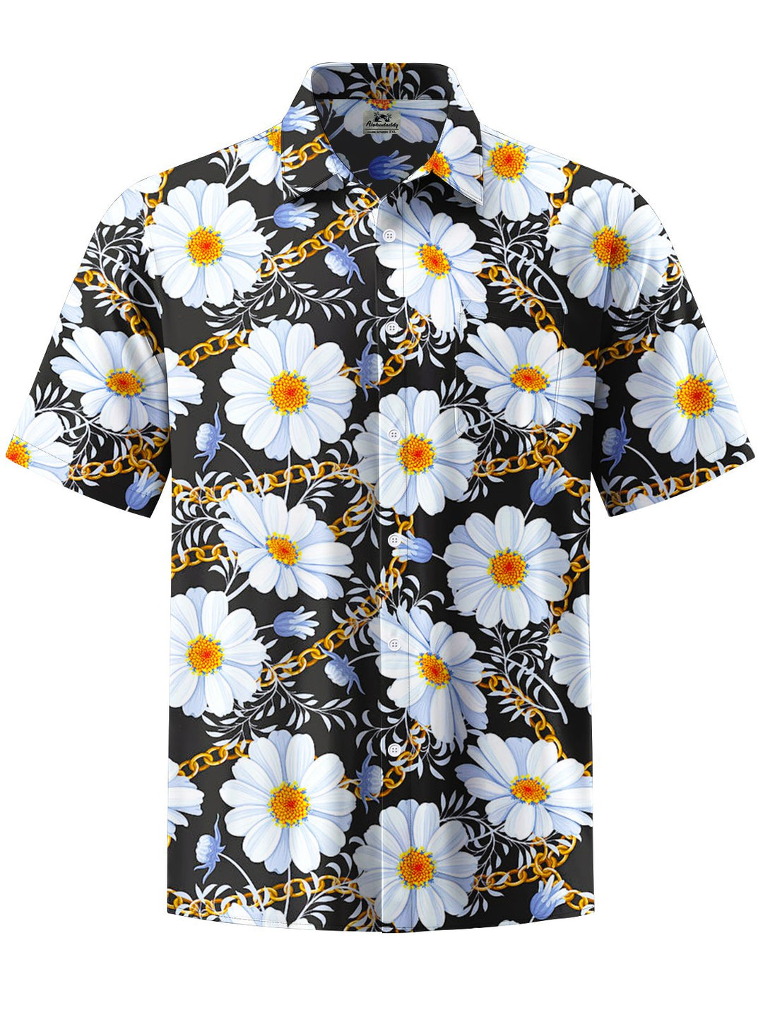 Alohadaddy® Casual Floral Baroque Chain Print Art Chest Pocket Men&