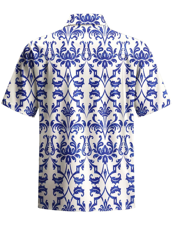 Alohadaddy® Casual Patterned Art Print Chest Pocket Stretch Men&