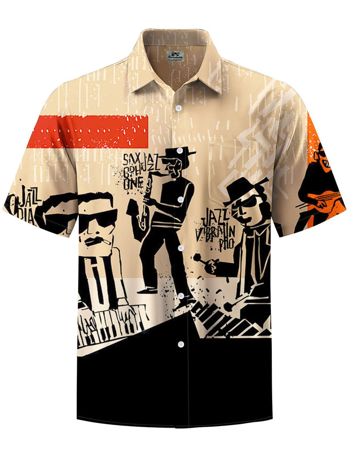 Alohadaddy® Retro Geometric Jazz Art Print Stretch Pocket Men&