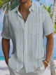 Alohadaddy® Casual Stripe Art Print Chest Pocket Mens Short Sleeve Shirt Big & Tall