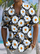 Alohadaddy® Casual Floral Baroque Chain Print Art Chest Pocket Men's Short Sleeve Shirt Big & Tall