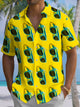 Alohadaddy® Hawaiian sunglasses with art print and chest pocket. Men's short-sleeved shirt with stretch Big & Tall