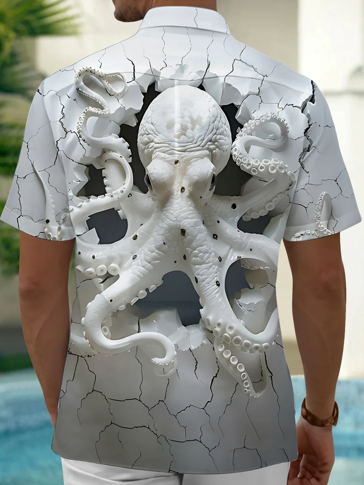Alohadaddy® Casual Octopus Print Art Pocket Stretch Men&