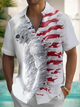 Alohadaddy® Casual Skull Flag Print Chest Pocket Stretch Men's Short Sleeve Shirt Big & Tall