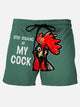 Short de bain super large sans plis à imprimé lettre coq pour homme Alohadaddy noir