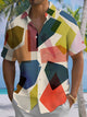 Alohadaddy® Casual Geometric Art Print Chest Pocket Men's Short Sleeve Shirt Big & Tall