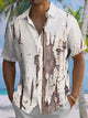 Alohadaddy® Vintage Abstract Rust Art Print Chest Pocket Men Short Sleeve Shirt Big & Tall