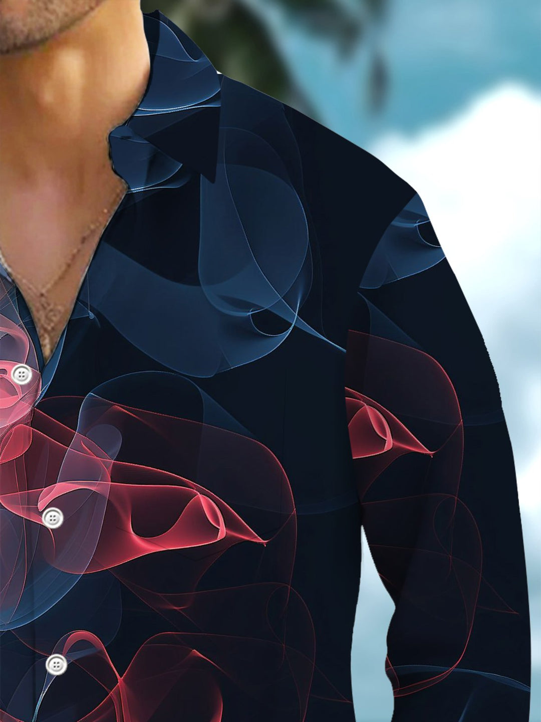 Alohadaddy® Casual Abstract Art Print Chest Pocket Men&