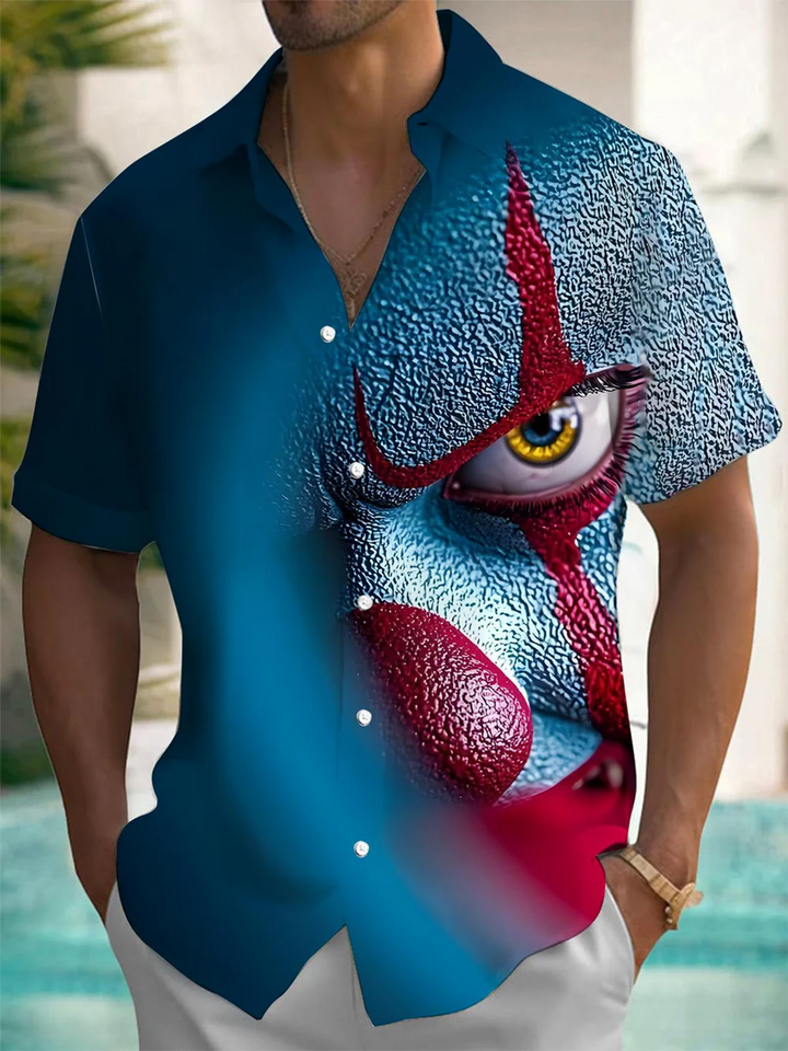 Alohadaddy® Casual Joker Art Print Chest Pocket Men&