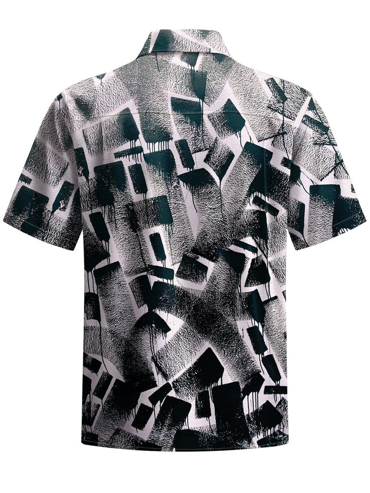 Alohadaddy® Casual Geometric Art Print Chest Pocket Men&