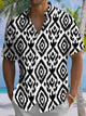 Alohadaddy® Casual Geometric Art Print Chest Pocket Men's Short Sleeve Shirt Big & Tall
