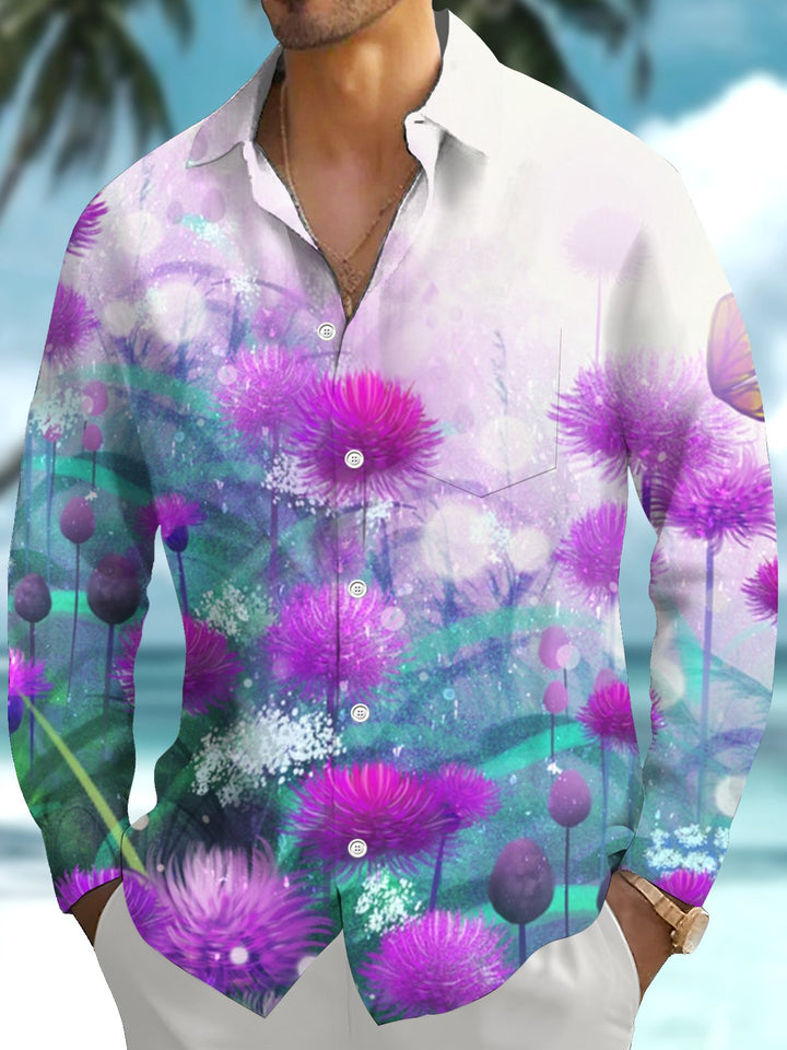 Alohadaddy® Vintage Casual Floral Floral Print Chest Pocket Men&