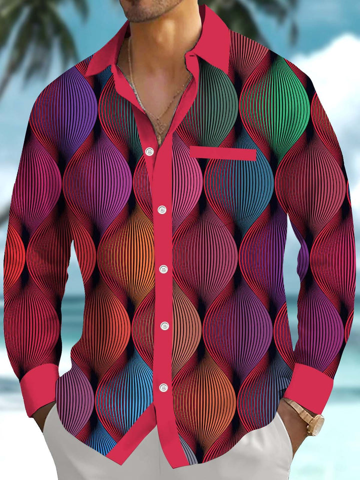 Alohadaddy® Retro Abstract Contrast Art Print Chest Pocket Men&