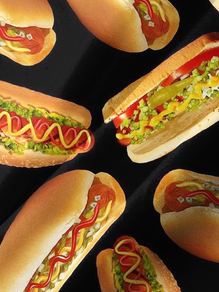 Alohadaddy® Retro Hot Dog Print Stretch Pocket Button Men&