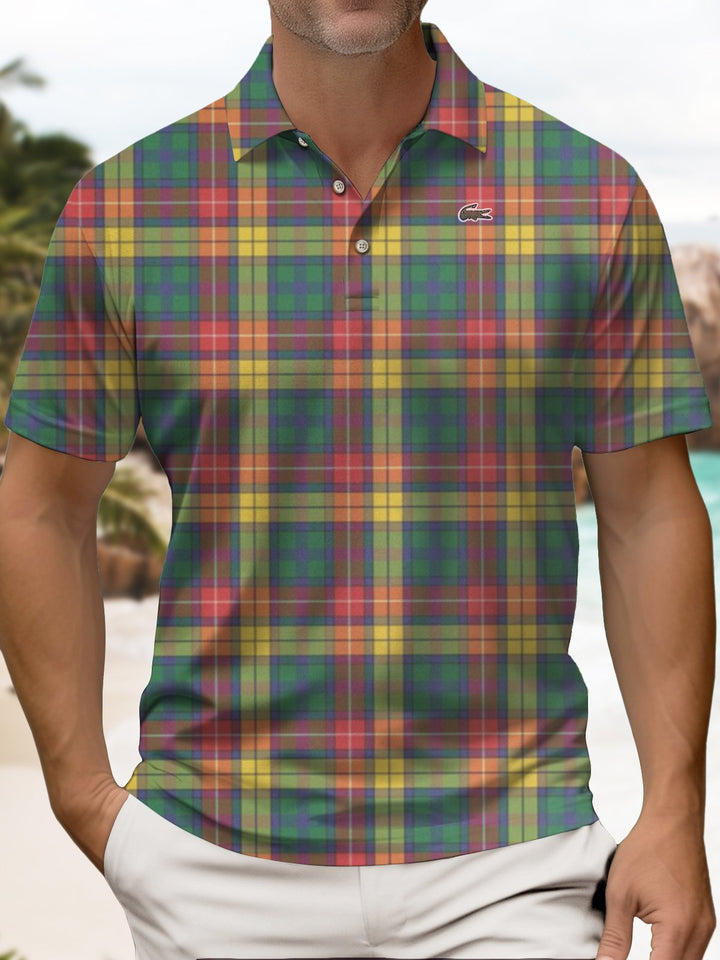 Alohadaddy® Casual Plaid Printed Button Pocket Stretch Men&