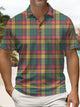 Alohadaddy® Casual Plaid Printed Button Pocket Stretch Men's Short Sleeve Polo Big & Tall